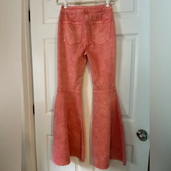 NWT Free People Just Float On Pink Denim Flared Jeans 27 - Picture 8 of 10